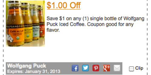 $1/1 Wolfgang Puck Iced Coffee Coupon = FREE Iced Coffee Singles at Kroger