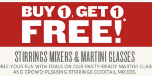 World Market: Buy 1 Get 1 FREE Stirrings Mixers & Martini Glasses (In Store – Today Only!)