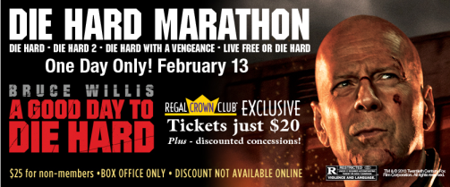 Regal Crown Club Members Die Hard Marathon On February 13th