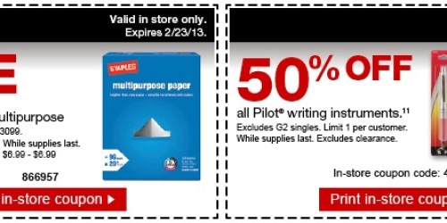 Staples: FREE Paper, 50% Off Pilot Writing Instruments & Shredding Services + More