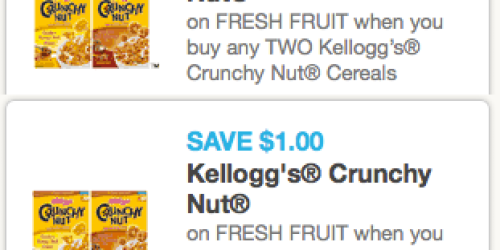 Rare $1 & $2 Kellogg’s Crunchy Nut Cereal & Fresh Fruit Coupons