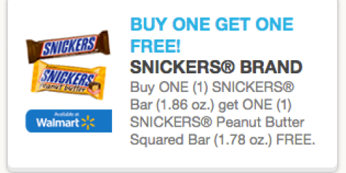 New Buy 1 Get 1 Free Snickers Bar Coupon and $1/1 Snickers Miniatures Coupon = Great Deals
