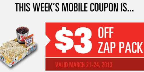 $3/1 Zap Pack at Regal Cinemas (Mobile Coupon) + Free Small Popcorn w/ Purchase at Cinemark