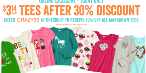 Crazy 8: 30% Off All Markdown Tees – $3.14 & Up (+ Free Gymboree Bodysuit Offer Still Available!)