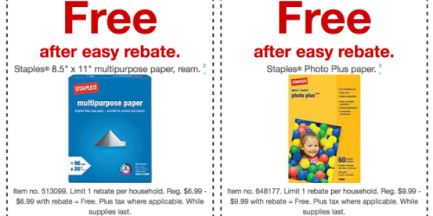 Staples: FREE Multipurpose Paper + Photo Plus Paper (After Easy Rebate)