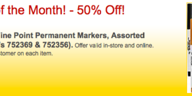 Staples.com: 50% Off Sharpie Markers