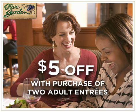 Olive Garden: $5/2 Adult Entrees (Valid Through 4/4/13)