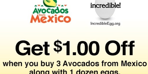 Rare Coupon: Save $1 When You Buy 1 Dozen Eggs and Three Avocados from Mexico