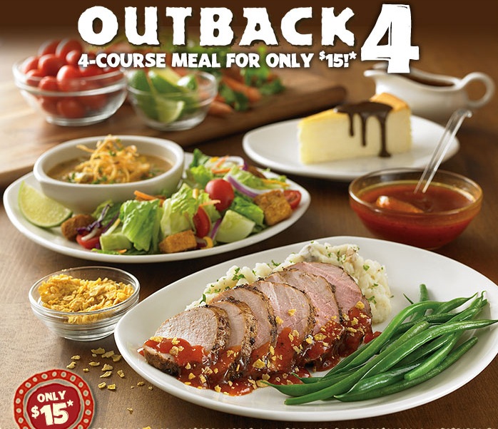 Outback Steakhouse 4 Course Meal Only 15