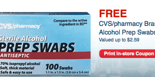 FREE CVS/Pharmacy Brand Alcohol Prep Swabs In-Store Coupon ($2.59 Value!)