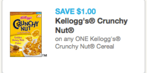 New High-Value $1/1 Kellogg’s Crunchy Nut Cereal Coupon = Only $1 Per Box at CVS