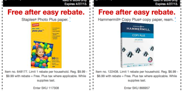 Staples: FREE Photo Paper & Hammermill Copy Paper (After Easy Rebates) + More