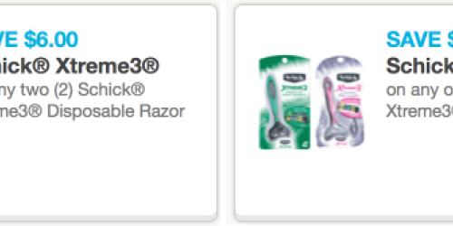 New $3/1 & $6/2 Schick Xtreme3 Disposable Razor Coupons + Deals at CVS, Walgreens & Rite Aid