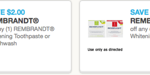 2 High Value Rembrandt Whitening Coupons