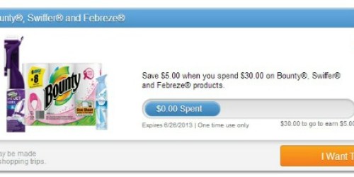SavingStar: Spend $30 on Bounty, Swiffer or Febreze Items by June 26th and Get $5 Back