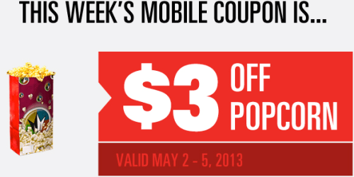 $3 Off Popcorn at Regal Cinemas (Mobile Offer) + $2 Off Drink with Purchase at Cinemark