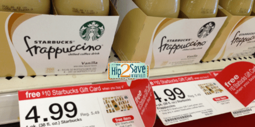 Target: FREE $10 Starbucks Gift Card with Purchase of 4 Select Starbucks Coffee Products (Great Deals on Frappucino 4 Packs & VIA Refreshers 6 Packs!)