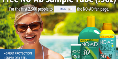 FREE NO-AD Sunscreen Sample – 1st 2,500 (Facebook)