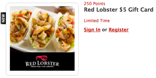 My Coke Rewards: $5 Red Lobster Gift Card Only 250 Points (Limited Availability Thru May 31st)