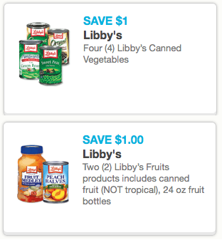 Rare $1/4 Libby's Canned Vegetables &amp; $1/2 Libby's Fruit Product ...