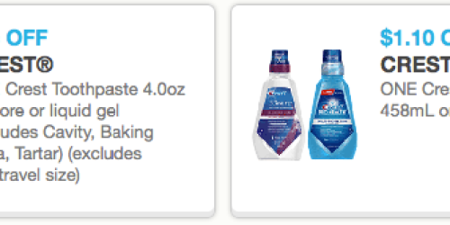 New Crest Toothpaste & Rinse Coupons = $0.49 Toothpaste at Walgreens