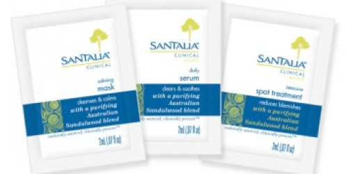 Request FREE Samples of Santalia Clinical Acne Calming Mask, Daily Serum, & Spot Treatment