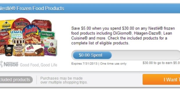 SavingStar: Spend $30 on any Nestle Frozen Food Products by July 31st and Get $5 Back