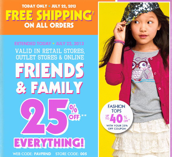 The Children's Place FREE Shipping on ALL Orders (Today Only!) + Extra 25 Off = Lots of Great