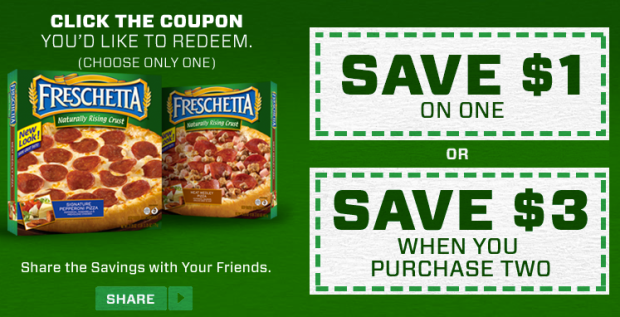 High Value $3/2 OR $1/1 Freschetta Pizza Coupon
