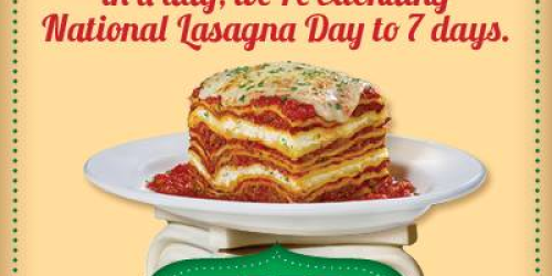 Buca di Beppo: FREE Individual Lasagna with Pasta or Entree Purchase (Valid 7/29-8/4 Only)