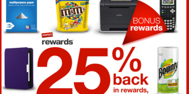 Staples: 25% Back In Staples Rewards Storewide (Valid Through August 3rd Only)