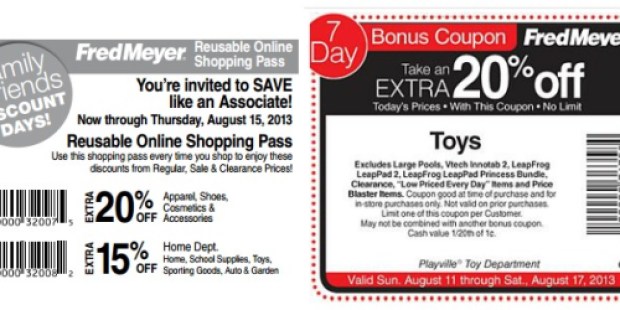 Fred Meyer: Extra 20% Toys Bonus Coupon + Additional 15% Off Toys Thru 8/15 = Great Deals on Higher Priced Toys