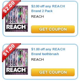 Coupons.com: High Value $2/1 Reach Brand 2-Pack & $1/1 Reach Brand Toothbrush Coupons