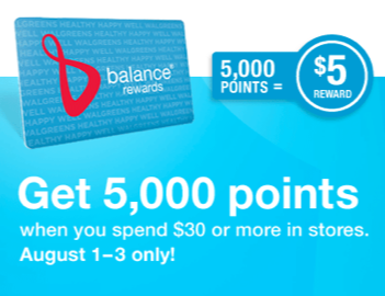 Walgreens: Earn 5,000 Balance Rewards Points (= $5 Reward) w/ $30 ...