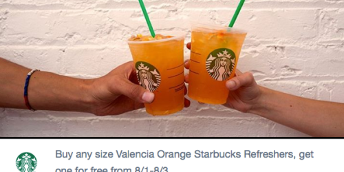 Starbucks: Buy 1 Valencia Orange Starbucks Refresher and Get 1 Free (Valid Thru 8/3)
