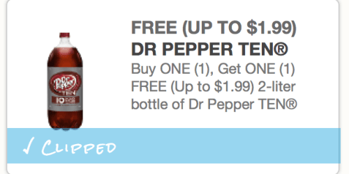 *HOT* Buy 1 Dr. Pepper TEN 2-Liter, Get 1 FREE Coupon= Only $0.44 Each at Walgreens