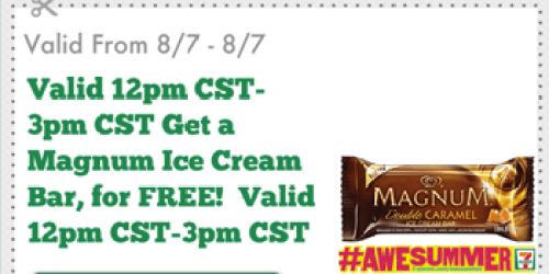 7-Eleven: Free Magnum Ice Cream Bar 12PM-3PM CST Today Only (Mobile App Users)