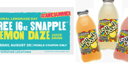 7-Eleven: FREE Snapple Lemon Daze for Mobile App Users (Valid August 20th)