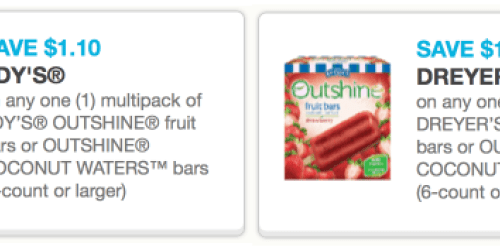 New $1.10/1 Edy’s or Dreyer’s Outshine Fruit or Coconut Waters Bars Coupon = $1.19 at Target