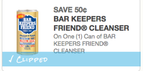 Rare $0.50/1 Bar Keepers Friend Cleanser Coupon = As Low As Only $1.24 Per Can at Walmart