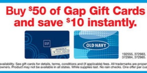 Staples: $50 GAP Gift Cards Only $40
