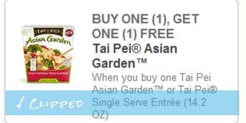 Buy 1 Get 1 Free Tai Pei Entrees Coupon (Reset!) + Ibotta Offer = Possible 2 FREE Asian Garden Entrees at Walmart