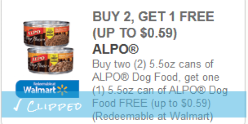 New Buy 2 Get 1 Free Purina ALPO Dog Food Coupon = Only $0.33 Per Can at Walmart