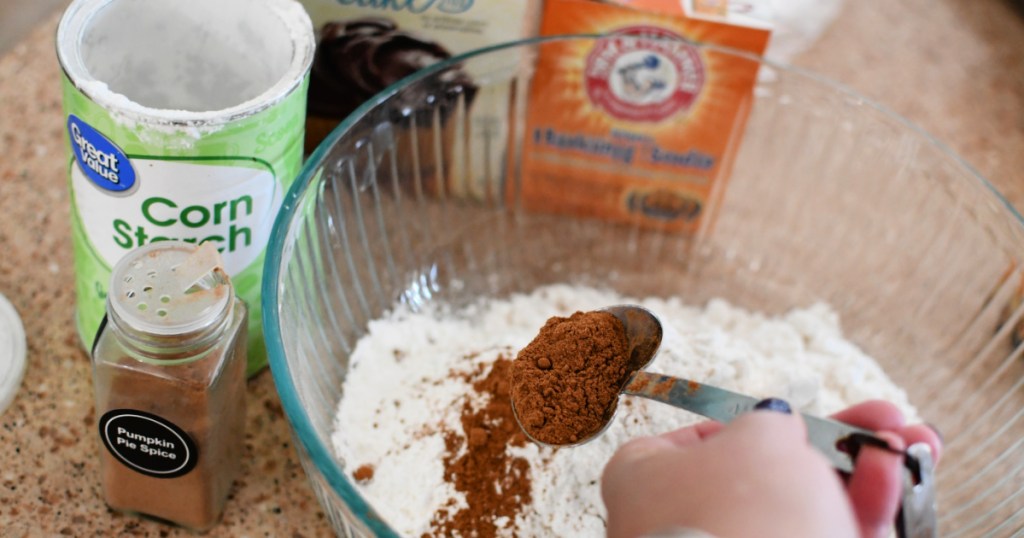 mixing dry ingredients for pumpkin bundt cake