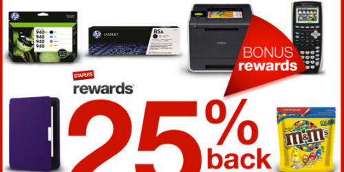 Staples: 25% Back In Staples Rewards Storewide (Valid Through August 2nd Only)
