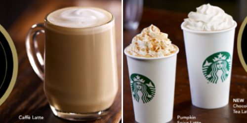 Starbucks: 50% Off Espresso Beverage Today Only or 25% Off Espresso or Tea Thru 10/8 (Select Starbucks Rewards Card Members Only)