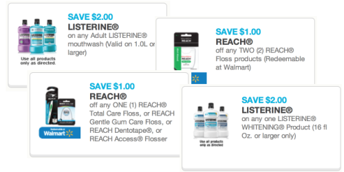 New Listerine & Reach Coupons (= Listerine Mouthwash 1-Liter Bottle Only $0.99 at Walgreens!)