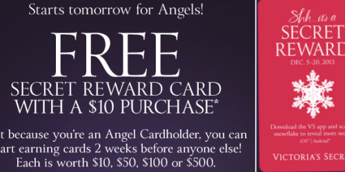Victoria’s Secret: Secret Reward Cards are Back for Angel Card Holders (10/15-10/28)
