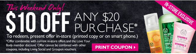 The Body Shop: $10 Off ANY $20 Purchase (Valid In-Store Only Through 10/20)