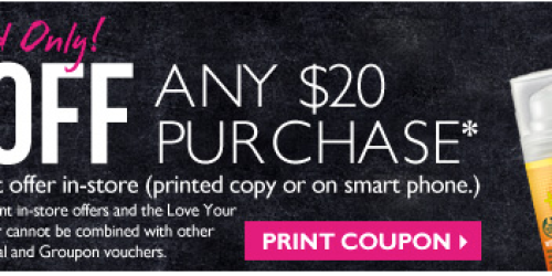 The Body Shop: $10 Off ANY $20 Purchase (Valid In-Store Only Through 10/20)
